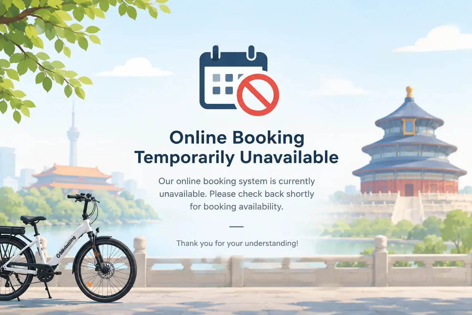 Online Booking Temporarily Unavailable